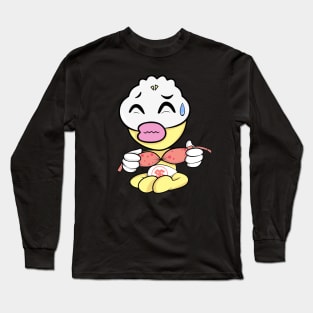 Cute Slluks character fatty boy getting nervous illustration Long Sleeve T-Shirt